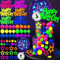 56 PCS Glow Cake Topper Set with Ball Star and Happy Birthday Toppers UV Reactive Party Decorations for Neon Cakes Black Light Party Supplies in 6 Colors