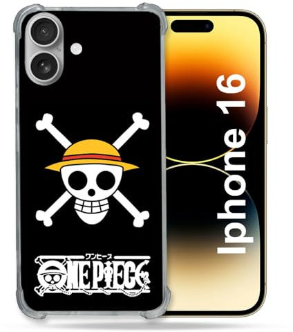 Cokitec Reinforced Case for Apple iPhone 16 Manga One Piece Skull Design
