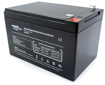 Mach Power Batteria al Piombo AGM 12V 12Ah Ricaricabile, Attacchi Faston F2 6,3mm, ideale per Gruppi di Continuità UPS, Sistemi di Emergenza, Allarme, Videosorveglianza, UPS-B1212