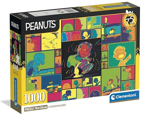 Clementoni Puzzle Peanuts 1000 Stücke, Compact Box - Puzzle für Erwachsene 14-99 Jahre, Geschenk für Mann und Frau, Made in Italy, 37069