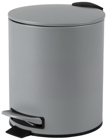 Urban Living 5 Liter Tret-Mülleimer Kosmetikeimer Tretmülleimer mit Absenkautomatik - herausnehmbarer Einsatz mit Henkel (Grau)