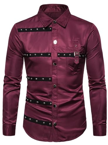 Herren Hemd Gothic Steampunk Langarmshirt Schnüren Hoodie Mittelalter Ritter Langarm Nähte Leder Rüstung Sweatshirt Umlegekragen Shirt Vintage Slim Luftig Punk Retro Oberteile
