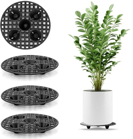 PONGH 4 Stück Topfpflanzenständer 20cm Blumentopf Ständer Drainagegitter Kunststoff Drainage Mesh Rund Blumentopfgitter Matten Blumentopf Mesh Pads für Innen Außenbereich Garten