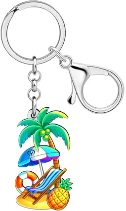 LONYOO Acrylic Fun Beach Keychain Accessories Summer Palm Tree Coconut Charms Ocean Jewellery Beach Lover Gifts for Women Girl (Green)