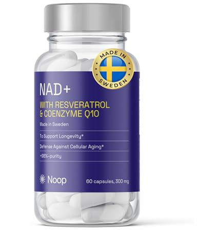 NAD+ Complexe Premium avec Resvératrol & Coenzyme Q10-425mg Formule Anti-Âge - Soutien Cellulaire & Énergie - Végan, Testé en Laboratoire - 60 Gélules - Fabriqué en Suède