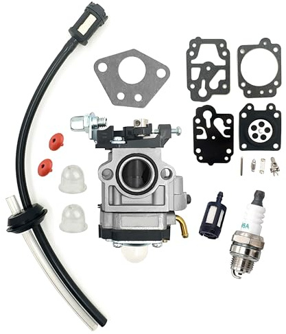 Hippotech Vergaser für Motorsense 52 cc 43 cc 49 cc mit Reparaturset/Wiederaufbau von Vergaser, Zündkerze und Benzinfilter