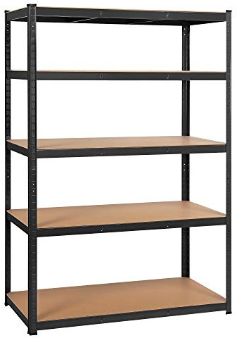 Yaheetech 5 Tier Heavy-Duty Shelving Units Garage Shed Storage Shelf, 120x60x180cm Metal Storage Racking for Warehouse Workshop Black
