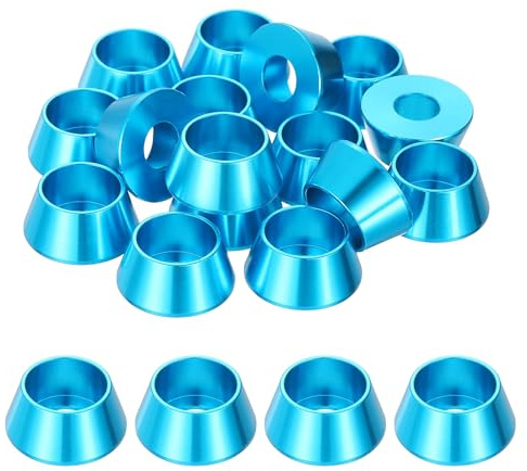 sourcing map Lot de 20 rondelles coniques M8 en aluminium anodisé pour vis RC/FPV/PC/drone/accessoires mécaniques (bleu clair)