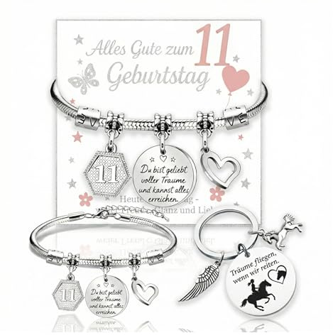 JIANGWON Geschenk Mädchen 10 11 12 Jahre – Armband zum 10. 11. 12. Geburtstag, Geburtstagsgeschenk für Frauen und Mädchen, Pferde Mädchen Geschenk, schöne Idee