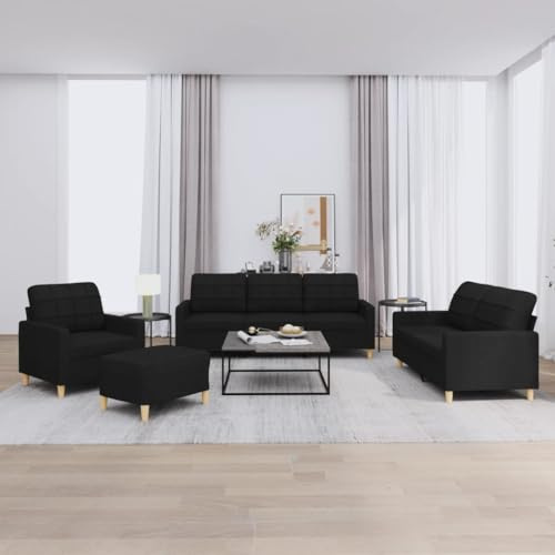 WEMYUFURN 3-Sitzer Sofa mit Hocker L-Form Eckcouch Wohnzimmer Garnitur Strapazierfähiger Stoff Robustes Gestell Bequem Atmungsaktiv Langlebig Sitzgruppe Schlafcouch