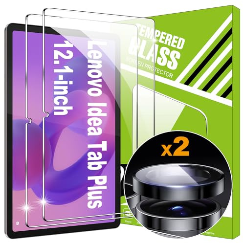 Lemxiee Verre Trempé pour Lenovo Idea Tab Plus 12.1 [2+2 Pièces] Caméra Arrière Protecteur Film + HD Protecteur d'écran Verre Trempé