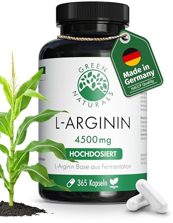 Green Naturals L-Arginine 4 500 mg par jour – 365 gélules