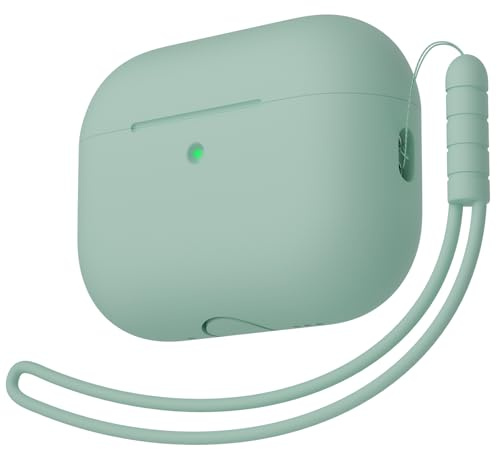 KOKOKA Silikonhülle Kompatibel mit AirPods Pro 3. Generation Hülle Case, Vollschutz, Weiches Silikon Schutzhülle Case für AirPods Pro 3 mit Silikonschlüsselband, Front-LED Sichtbar, Schwarz