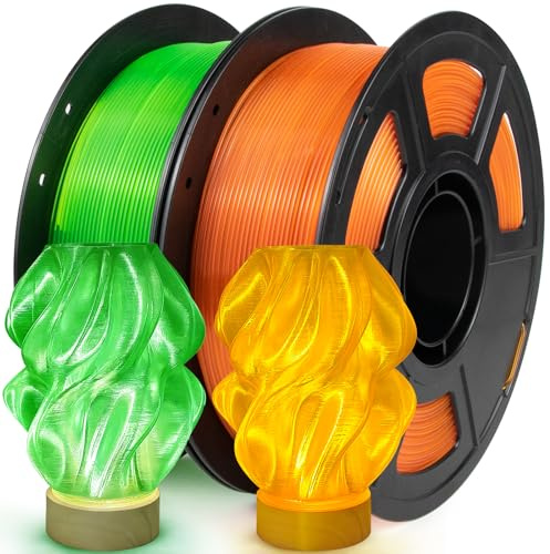 IEMAI PETG Filament 1.75mm 2Kg, Transparent PETG Orange/Fluoreszierendes Grün, High Speed 3D Drucker Filament 1.75mm, Maßgenauigkeit +/- 0,02 mm