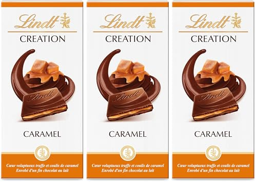Lindt - Tablette CRÉATION Caramel - Chocolat au Lait, 150g (Lot de 3)