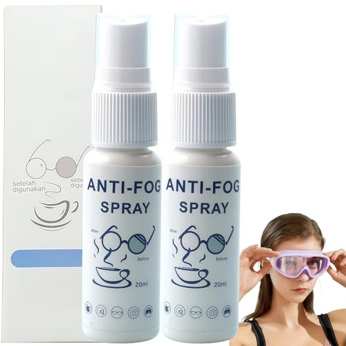 2PCS Anti Fog Spray for Swim Goggles & Glasses,Long-Lasting Glasses Cleaner Spray & Lenses Wipes for Windscreen Demister,Multi-Surface Anti Fog Spray for Car Windows,Safe Spectacle Cleaner Spray