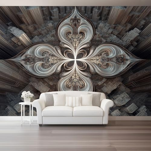 Fototapete Abstrakt Vlies Tapete – Hochauflösendes Braune Gemusterte Gebäude Wandbild Mit 3D Effekt, Leicht Anzubringen, Modernes Design Für Wohnzimmer Schlafzimmer Büro