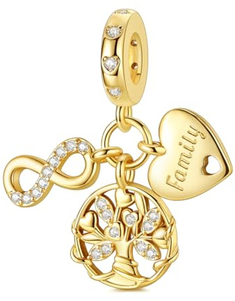 QIKAOLA 925 Sterling Silber Charms Beads für Pandora Strand Ozean Liebe Familie Tiere Charms Anhänger Fit für europäische Armbänder und Halsketten