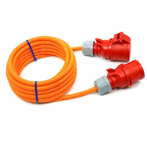 Event-Kabel & more CEE Starkstrom Verlängerungskabel Business-Line – PUR orange H07BQ-F 5×1,5 mm² – 16A 400V – PCE Shark Stecker & Kupplung – Made in Germany (Längen: 1,5m-50m) (15 Meter)