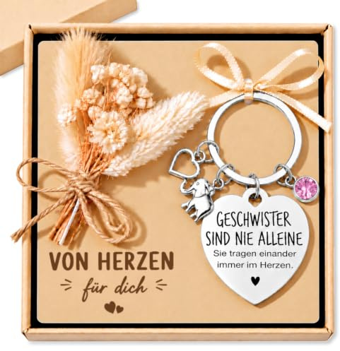 Schwester Freundin Geschenk Geburtstag, Schlüsselanhänger mit Karte | Weihnachten Valentinstag Abschluss Jahrestag Ostern Glücksbringer Geschenk für Beste Schwestern Frauen Freundinnen