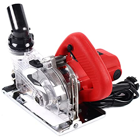 Fresadora de muros, 1800 W, sin polvo, con hoja de sierra de 125 mm, 18000 rpm, fresadora de ranura de pared, ajustable 0-45°, profundidad de corte 0-41 mm, para hormigón, piedra, ranuras de pared