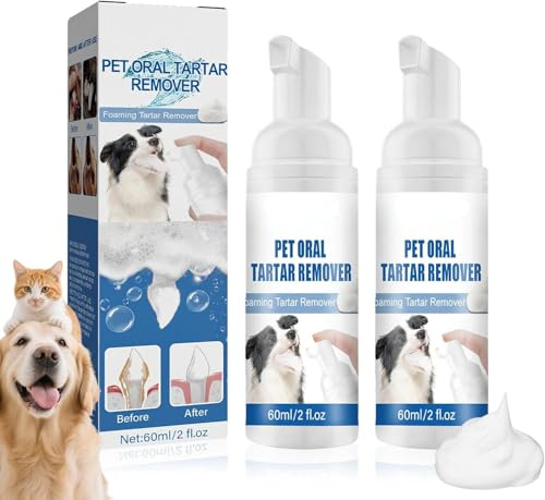 Pet Oral Tartar Remover Spray – Pet Dental Tartar Remover for Dogs & Cats, Dog Dental Spray for Teeth Cleaning, No-Brush Oral Care for Fresher Breath, Gentle Formula for Home or Travel (2Pcs)