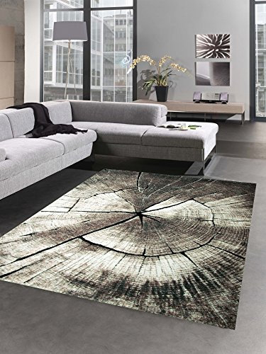 CARPETIA Designer Teppich Wohnzimmerteppich Kurzflor Baumstamm Holz Optik braun Größe 200 x 290 cm