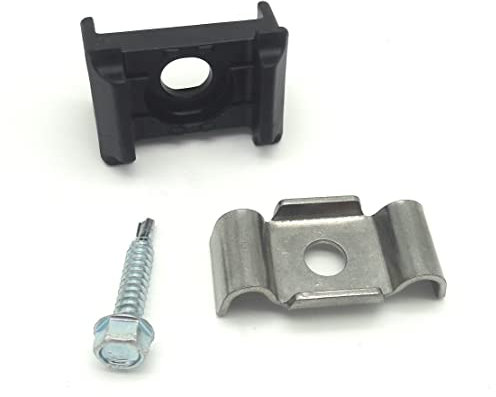 20 x KU Schwarz + Klemmlasche + Bohrschraube für Doppelstabmattenzaun Zaunpfosten Halter