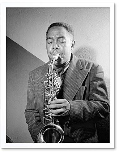 Wee Blue Coo Vintage Portrait Sax Jazz Legend Bird Charlie Parker Art Print Framed Poster Wall Decor Kunstdruck Poster Wand-Dekor-12X16 Zoll