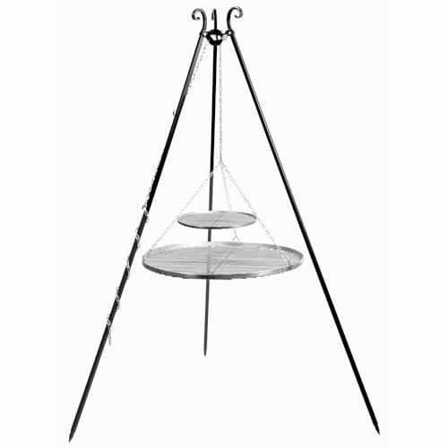 CookKing Barbecue suspendu à trois pieds avec grille de cuisson 70 cm et 40 cm Acier inoxydable