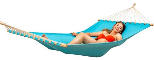 AMANKA XXL Stabhängematte 200x120 Doppelhängematte 2 Personen Hängematte Blau