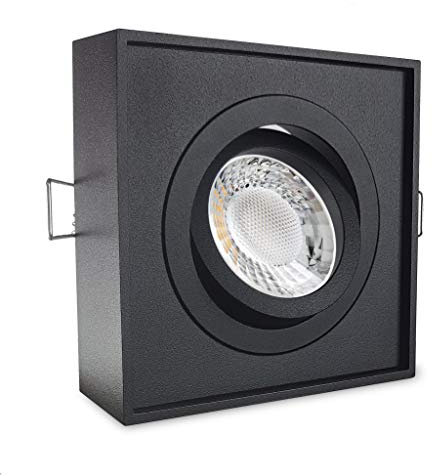 CONCEPTRUN LED Einbaustrahler mit aufbauendem Korpus für eine geringe Einbautiefe schwenkbar eckig quad quadratisch schwarz Aluminium Downlight Deckenspot Modell: EB2 GU10 230V dimmbar warmweiß