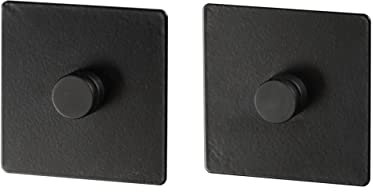 WENKO Turbo-Loc Adapter eckig Schwarz, 2er Set, Befestigungssystem ohne Bohren mit Klebepads, extrem Fester Halt auf Allen glatten Oberflächen, pulverbeschichteter Flachstahl, je 6,3 x 1,4 x 6,3 cm