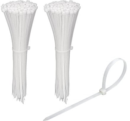 KOOWIN 200 Pack 6 Inch 18 Lbs Tensile Strength Self-Locking Eco-Friendly Nylon Plastic Cable Zip Ties Heavy Duty White Wire Tie Wraps for Home, Office, Garden, Garage, Workshop (Small, 200pcs)