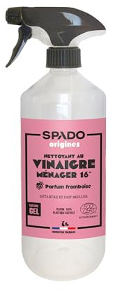 SPADO Origines – Vinaigre ménager – Gel vinaigre blanc – Détartre & fait briller – 16° – Ingrédients d’origine naturelle – Parfum framboise naturel – ECOCERT – 750 ml – Fabrication française