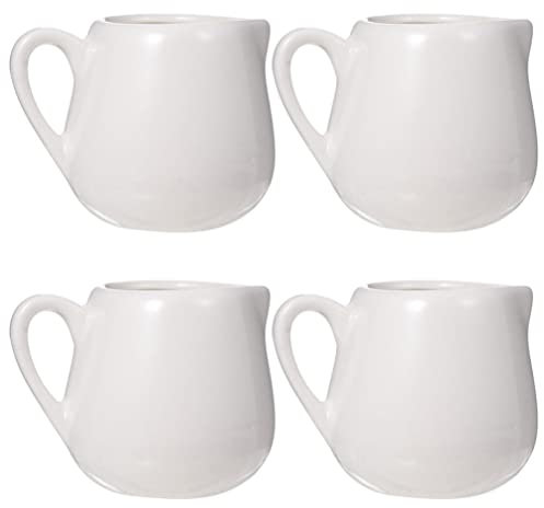Cabilock 4 Pièces Pot à Lait Porcelaine Mini Café Pot de Crème De Service en Porcelaine Pichet Cruche Sauce Creamer Cruche Sauce Bateau Bol Sauce Bateau Gravey Verseur Plat 100Ml