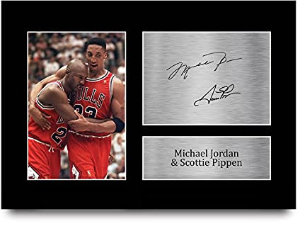 HWC Trading A4 Michael Jordan & Scottie Pippen Chicago Bulls Regali Stampati Autografo Firmato Immagine Per Gli Appassionati Di Basket Memorabilia, per Ufficio