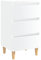vidaXL Table de Chevet avec Pieds en Bois, Armoire de Nuit avec Rangement, Armoire de Lit, Meuble de Chambre à Coucher, Scandinave, Blanc Brillant