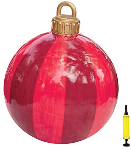 Settoo Weihnachtsdekorationen Weihnachten Aufblasbar Ball 60cm Aus PVC Christbaumkugel,Weihnachtskugel Personalisiert Baumschmuck Weihnachtskugeln (mit Inflatorzylinder)