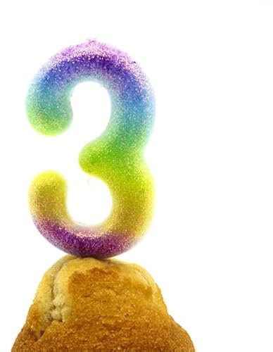 CABLEPELADO Zahl 3 Geburtstagskerzen, Stabkerzen, 6 cm, mehrfarbig