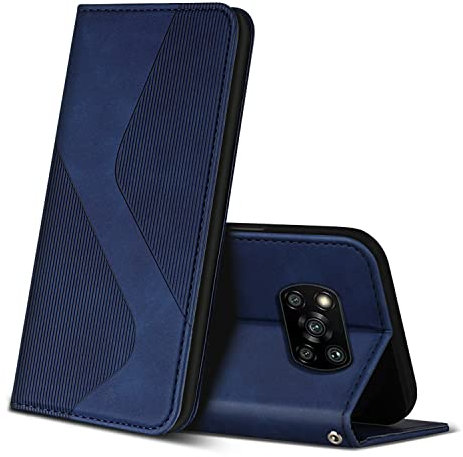 ZONNAVI Hülle für Xiaomi Poco X3 Pro/Poco X3 NFC/Poco X3, PU Leder Handyhülle mit Kartenfächer, Flip Wallet Case Schutzhülle für Xiaomi Poco X3 Pro/Poco X3 NFC/Poco X3 (Blau)