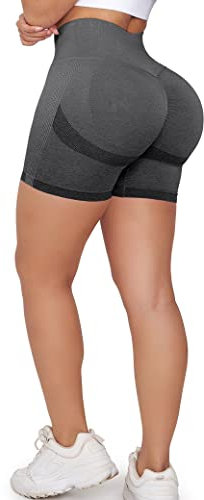 ZAAYO Scrunch Butt Sports Shorts F¨¹r Damen Push Up Booty Nahtlos Biker Yoga Fitness Gym Shorts Dark Grey M