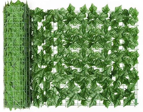 Künstlicher Efeu Sichtschutz, 50 * 300 cm Balkon Sichtschutz Künstlicher Heckenzaun, künstliches Efeu Weinblatt für die Dekoration des Gartens im Freien