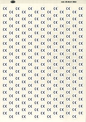 TIESSE - 208 Etiketten mit CE-Kennzeichnung - Vinyl Hochleistungsaufkleber - Größe: 208 Stück Durchmesser 13 mm auf A4-Bogen (210 x 297 mm) - Made in Italy