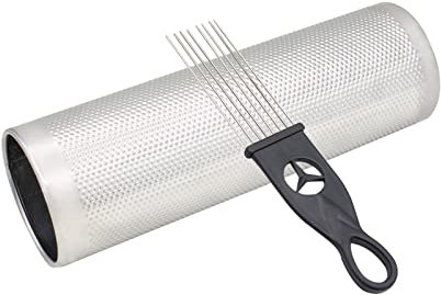 Towwoo Guiro de Acero Inoxidable, Metal Guiro, Herramienta De Entrenamiento De Instrumento de Percusion Latina, Con Raspador Para Conciertos, Actuaciones, Principiantes (12“x 4”)
