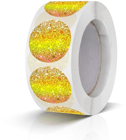 500 Stück Runde Aufkleber Stickers 25mm Farbkodierung Etiketten Rolle kleine Klebepunkte Laser Gold