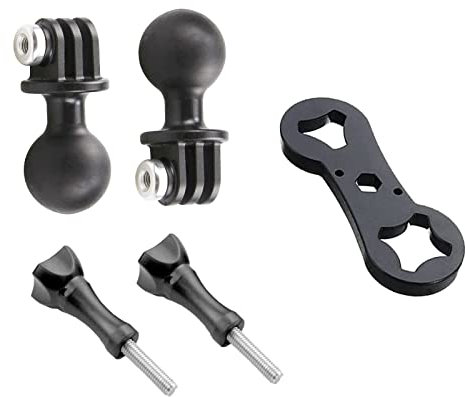 2PC 1 Ball Mount Adapter for Insta360 One X3 X2 X R RS GO 2, GoPro Hero, Compatible with RAM Ball Head Mounts B Size Double Socket Arm