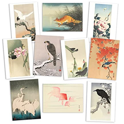 Strand Clothing Japanische Ukiyo-e-Kunstpostkarten-Set mit 10 Stück – Postkarten-Set mit Holzblock-Druckkarten Ohara Shoson