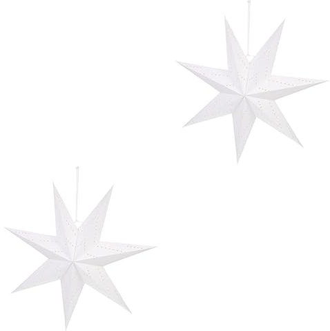 YARNOW 2st Lampenschirm Aus Papier Stern Pendelleuchte Weihnachtsdeko Zum Aufhängen Weihnachtssternlaterne Papierlaternen Mit Lichtern Weihnachtsstern Leuchtet Weiß Falten Origami 3d