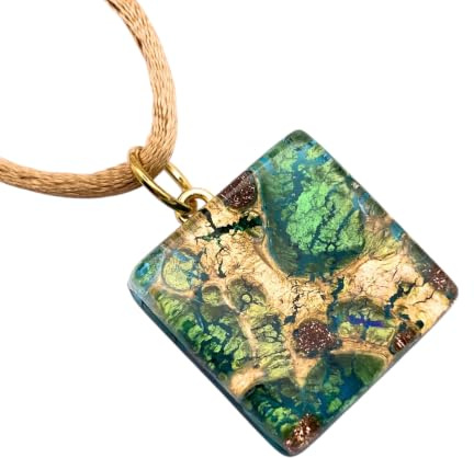Anhänger aus Murano Glas, handgefertigter Anhänger, Glasanhänger, Millefiori Anhänger, Murano Glasschmuck, Venedig Glas, 2 cm x 2 cm (Diana Sml)